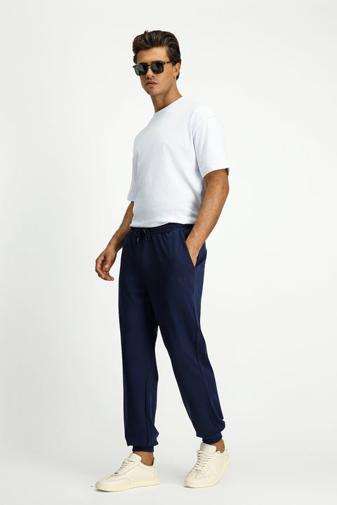 Indigo Regular Fit Cotton Printed Sweatpants / Track Pants
