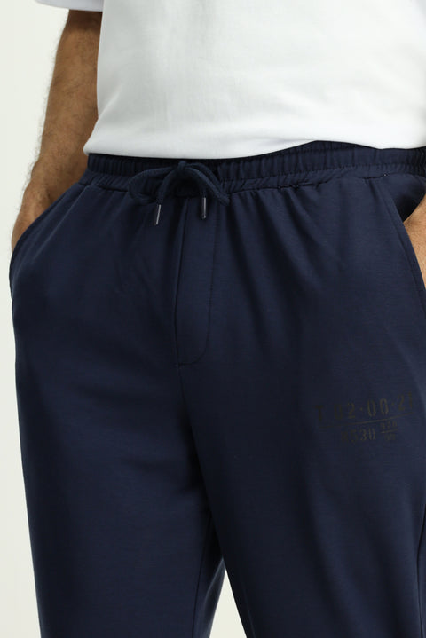 Indigo Regular Fit Cotton Printed Sweatpants / Track Pants