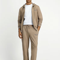 Medium Mink Regular Fit Cotton Printed Sweatpants / Track Pants
