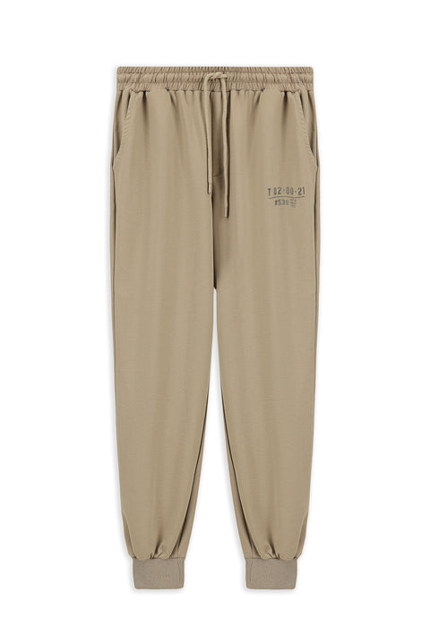 Medium Mink Regular Fit Cotton Printed Sweatpants / Track Pants