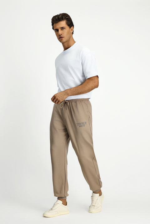 Medium Mink Regular Fit Cotton Printed Sweatpants / Track Pants
