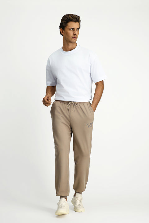 Medium Mink Regular Fit Cotton Printed Sweatpants / Track Pants