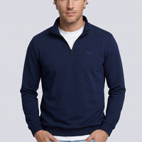 İndigo Yarım Balıkçı Yaka Regular Fit Pamuklu Mevsimlik Nakışlı 2 İplik Fermuarlı Sweatshirt