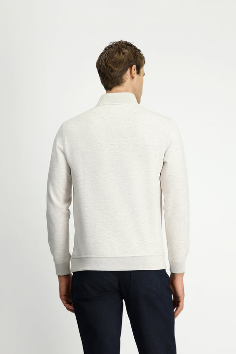 Açık Bej Yarım Balıkçı Yaka Regular Fit Fermuarlı Pamuklu Sweatshirt