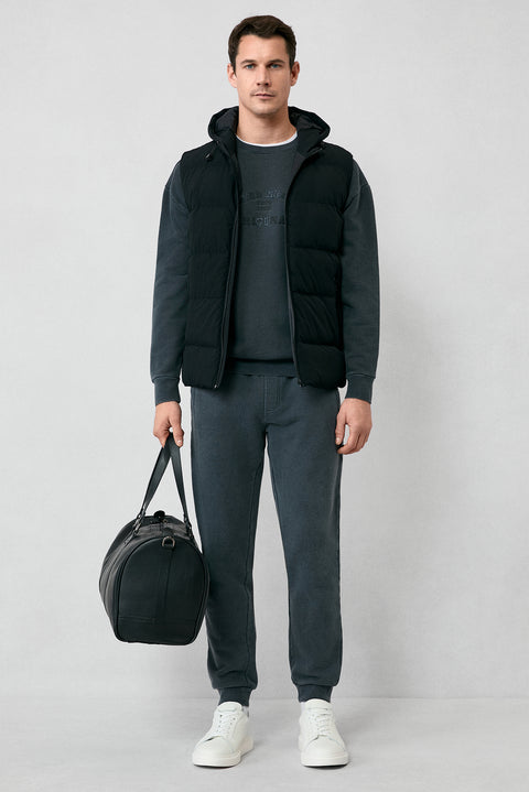 Orta Antrasit Bisiklet Yaka Oversize Ekstra Rahat Kesim Nakış Desenli Pamuk Sweatshirt