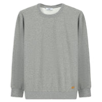 Medium Grey Melange Crew Neck Regular Fit Cotton Basic Sweatshirt