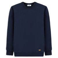 Dark Navy Crew Neck Regular Fit Cotton Basic Sweatshirt