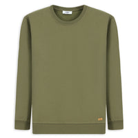 Orta Haki Bisiklet Yaka Regular Fit Pamuklu Basic Sweatshirt