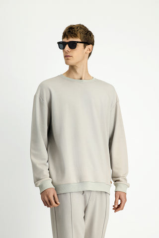  Taş Bisiklet Yaka Regular Fit Pamuklu Basic Sweatshirt