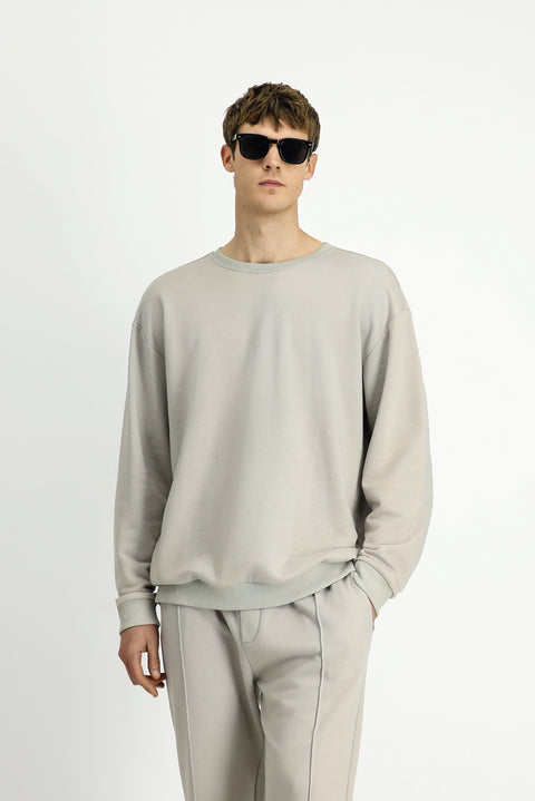 Taş Bisiklet Yaka Regular Fit Pamuklu Basic Sweatshirt