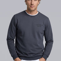 Koyu Füme Bisiklet Yaka Regular Fit Baskılı Pamuklu Sweatshirt