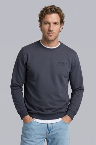  Koyu Füme Bisiklet Yaka Regular Fit Baskılı Pamuklu Sweatshirt
