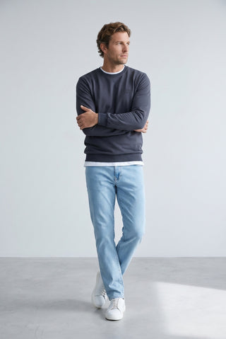  Koyu Füme Bisiklet Yaka Regular Fit Baskılı Pamuklu Sweatshirt