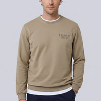 Medium Mink Crew Neck Regular Fit Printed Cotton Sweatshirt