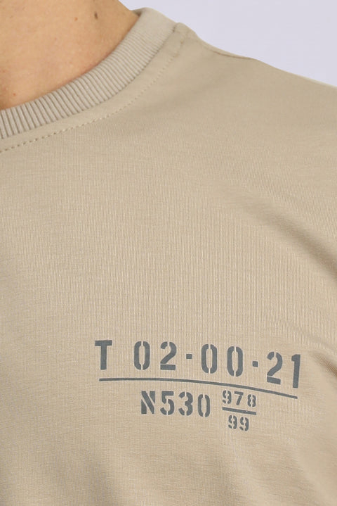 Medium Mink Crew Neck Regular Fit Printed Cotton Sweatshirt