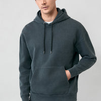 Medium Anthracite Hooded Oversize Extra Relaxed Fit Cotton Sweatshirt