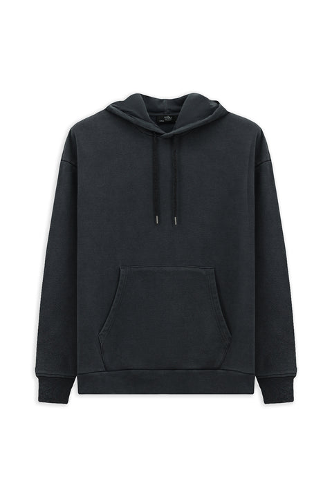 Medium Anthracite Hooded Oversize Extra Relaxed Fit Cotton Sweatshirt