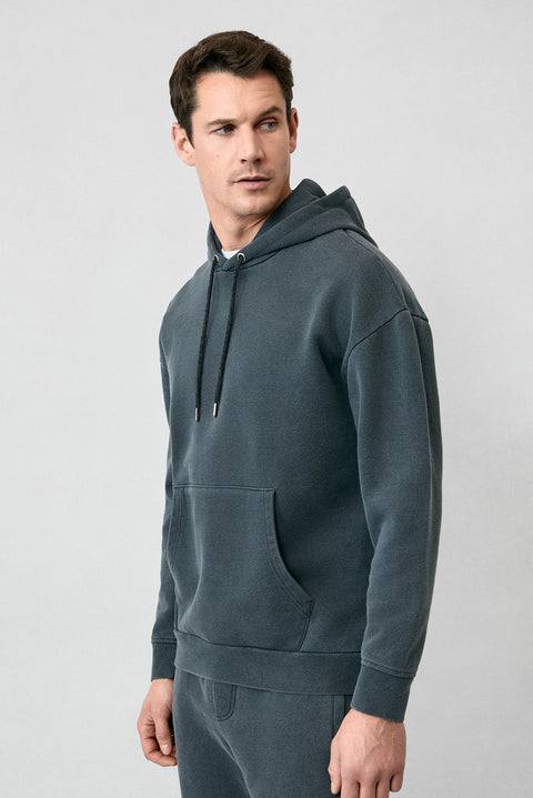 Medium Anthracite Hooded Oversize Extra Relaxed Fit Cotton Sweatshirt