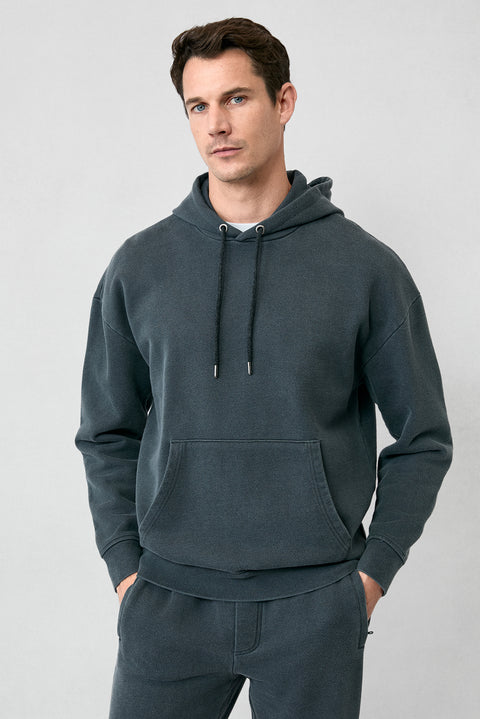 Medium Anthracite Hooded Oversize Extra Relaxed Fit Cotton Sweatshirt