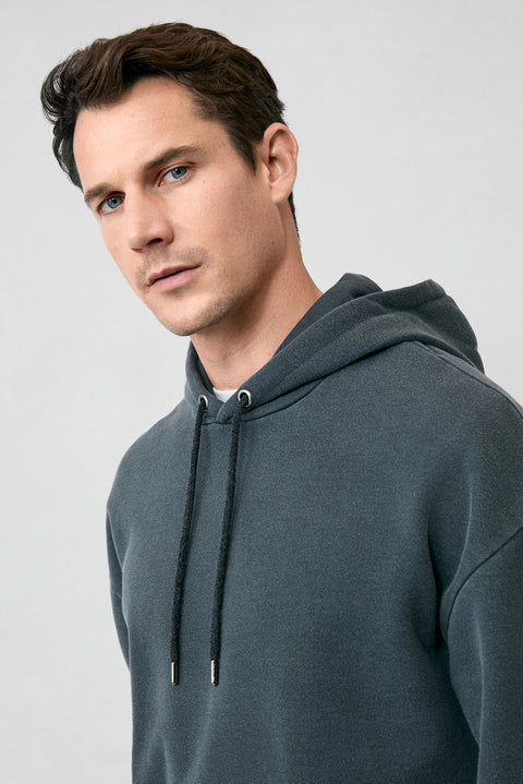 Medium Anthracite Hooded Oversize Extra Relaxed Fit Cotton Sweatshirt