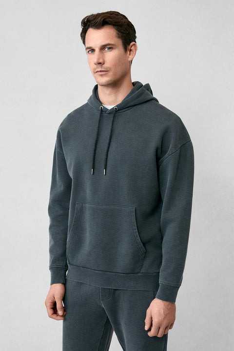 Medium Anthracite Hooded Oversize Extra Relaxed Fit Cotton Sweatshirt