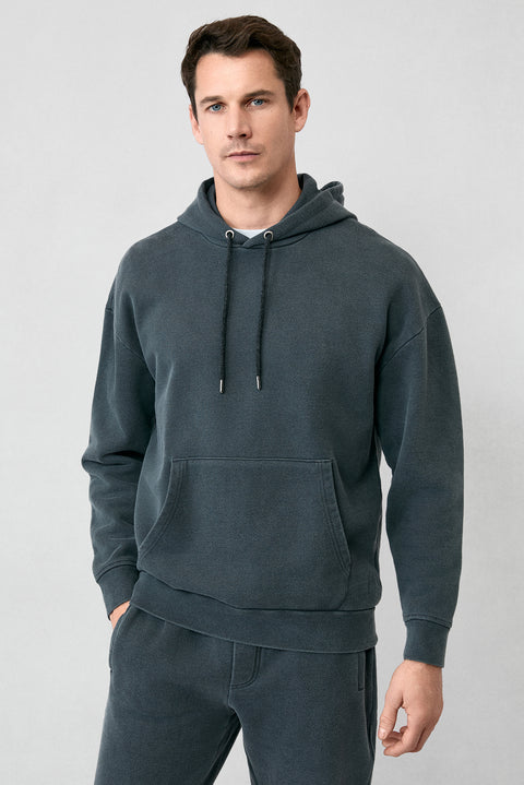 Medium Anthracite Hooded Oversize Extra Relaxed Fit Cotton Sweatshirt