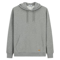 Medium Grey Melange Hooded Regular Fit Patterned Pocket Cotton Basic Sweatshirt