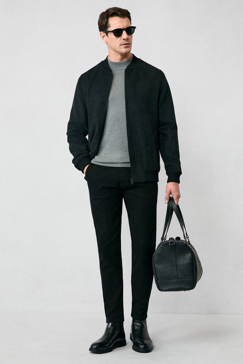 Medium Grey Half Turtleneck Regular Fit Cotton Knitted Sweater