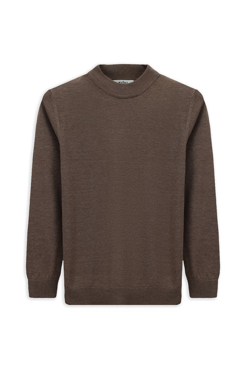 Medium Mink Half Turtleneck Regular Fit Cotton Knitted Sweater