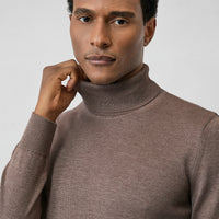 Medium Mink Turtleneck Regular Fit Cotton Knitted Sweater