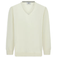 Off-white V-neck Regular Fit Cotton Knitted Sweater