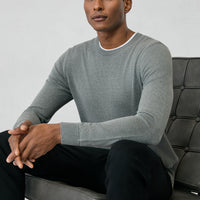 Medium Grey Crew Neck Regular Fit Cotton Knit Sweater
