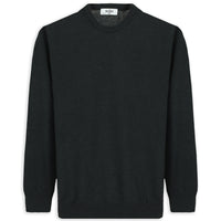 Medium Anthracite Crew Neck Regular Fit Cotton Knit Sweater
