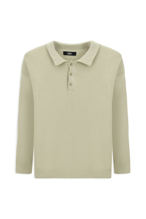 Stone Collar Oversize Extra Relaxed Fit Patterned Knit Sweater
