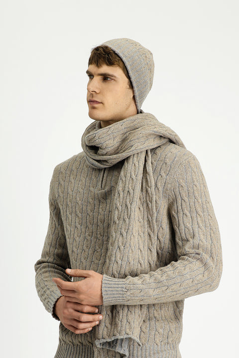 Medium Mink Half Turtleneck Regular Fit Zip-Up Patterned Knitted Wool Sweater