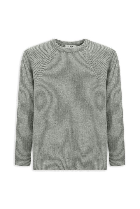Light Grey Melange Crew Neck Regular Fit Wool Knit Sweater