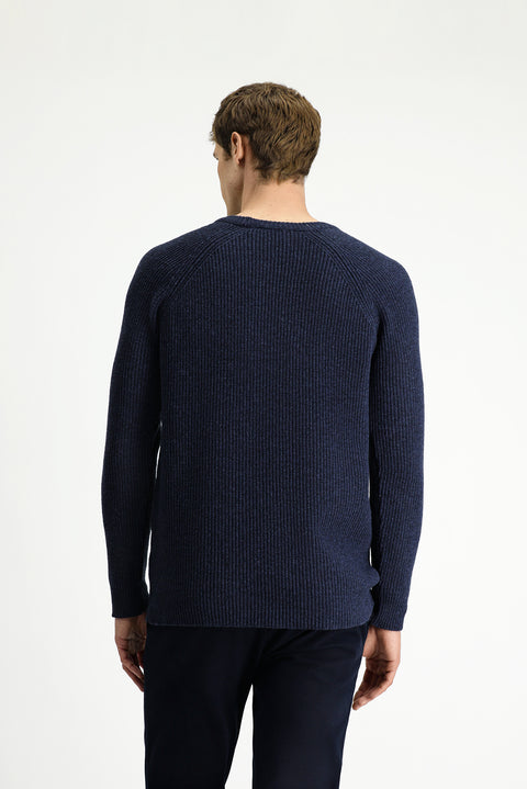 Dark Navy Crew Neck Regular Fit Wool Knit Sweater
