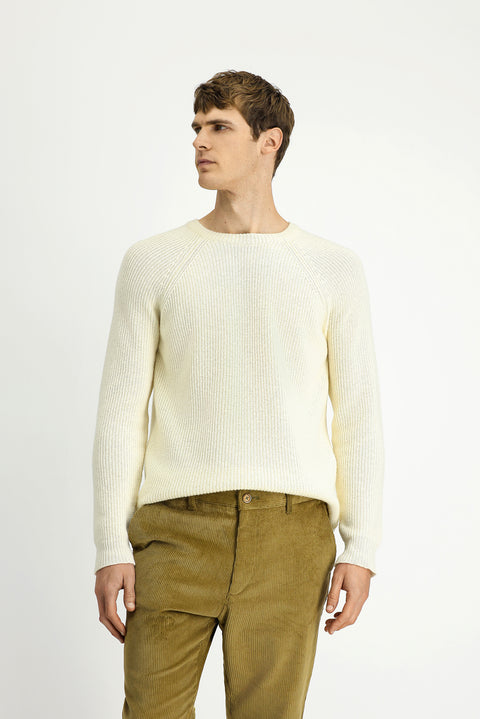 Off-white crew neck regular fit wool knit sweater