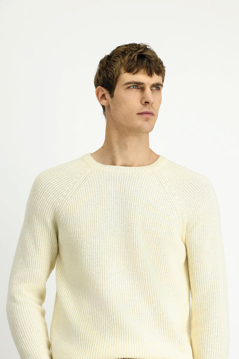 Off-white crew neck regular fit wool knit sweater