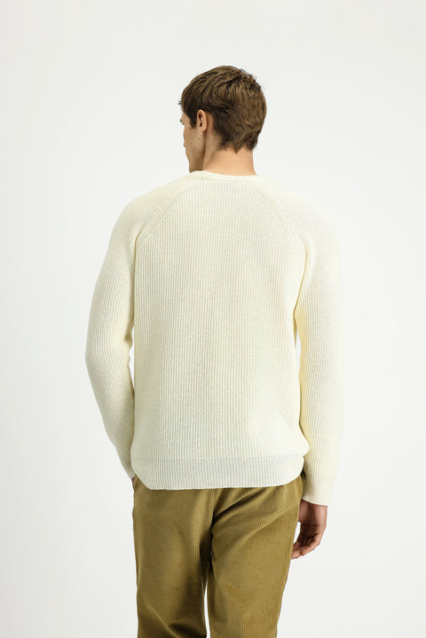 Off-white crew neck regular fit wool knit sweater