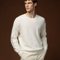 Off-white crew neck oversized extra relaxed fit wool knit sweater.