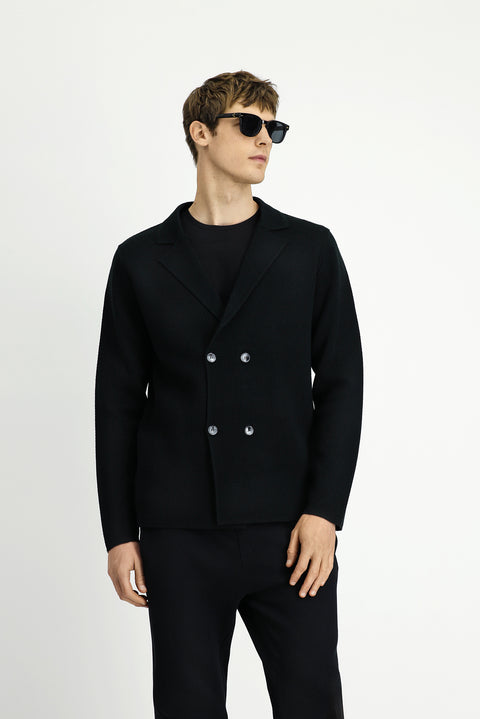 Black Wool Wrap Cardigan