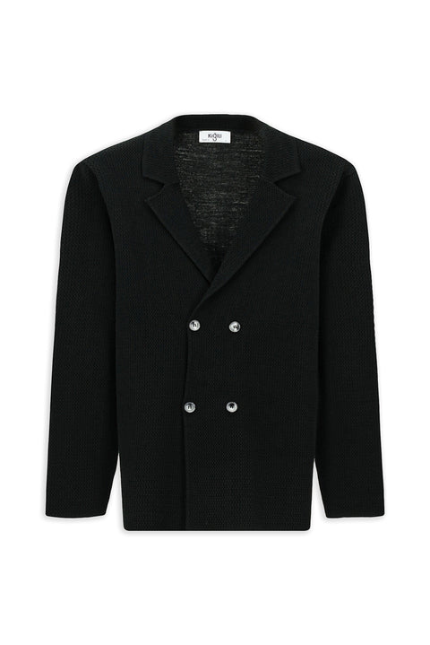 Black Wool Wrap Cardigan