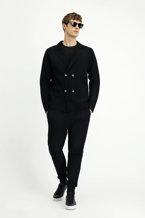Black Wool Wrap Cardigan