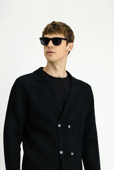 Black Wool Wrap Cardigan