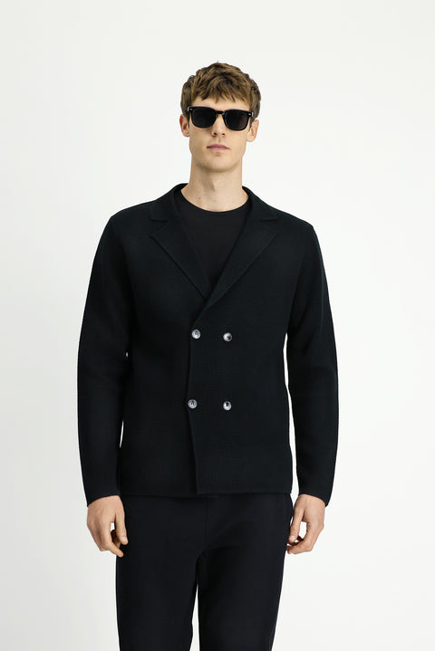 Black Wool Wrap Cardigan