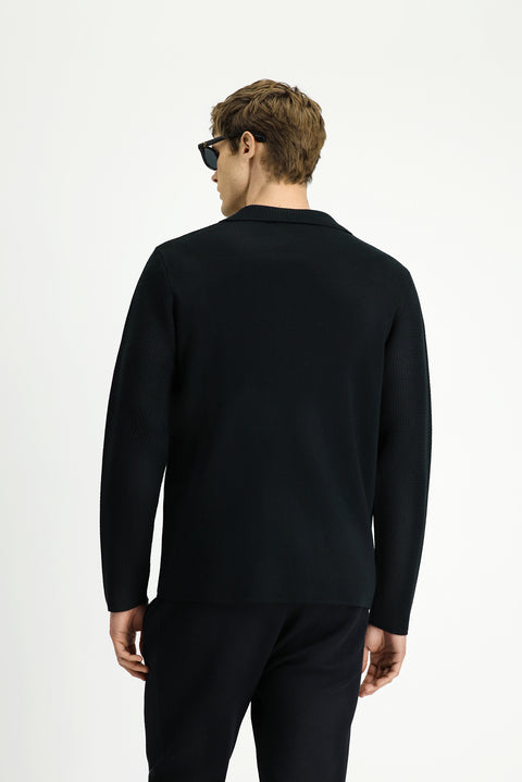Black Wool Wrap Cardigan