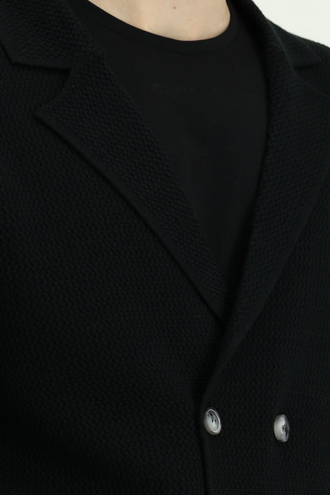 Black Wool Wrap Cardigan