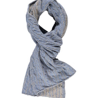 Light Blue Melange Wool Patterned Scarf, Beanie & Gloves Set