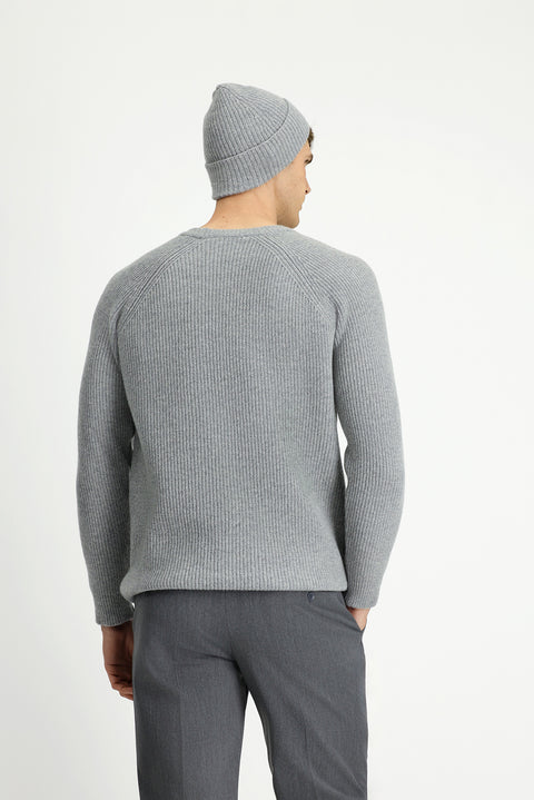 Light Grey Melange Wool Scarf & Beanie Set